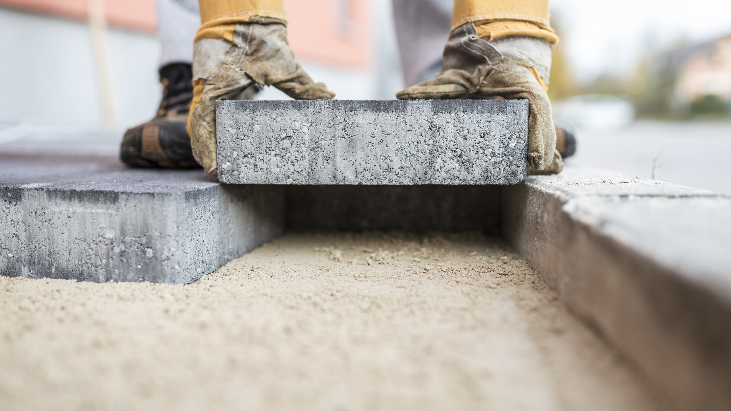 Construction worker building a foundation